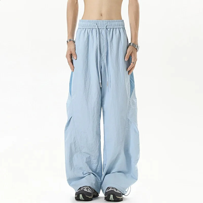Dopamine Cool Color blocked Trendy Street Dance Hip Hop Wide Leg Sports Pants Summer Thin Quick drying Parachute Charge Pa 250827