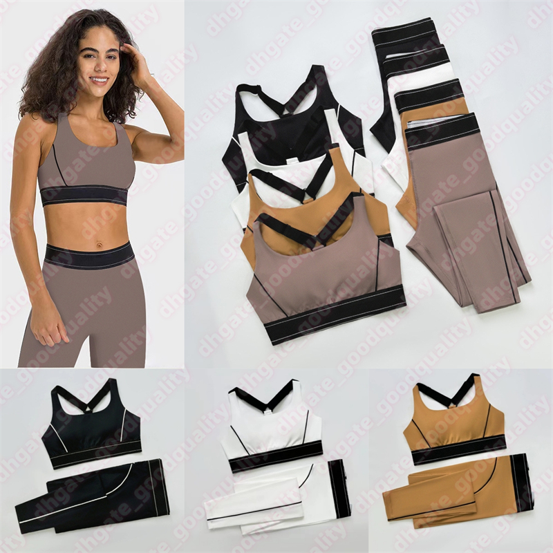 Womens Yoga Set Seamless Sports Bra+Leggings Striped Bareback Womens Sports Set Dance Set Summer Running Single Womens Bra Set