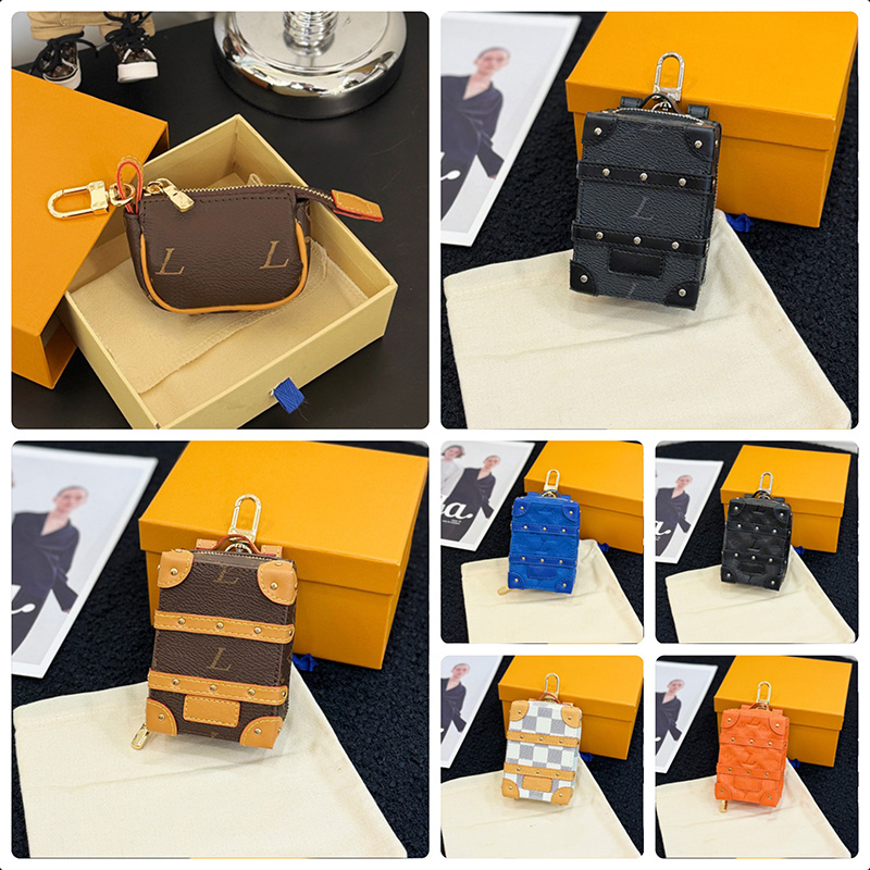 Multiple Keychain Wallet For Women Men Leather Zipper Box Bag Charm High Quality Classic Designer Keychain Mini Coin Purse