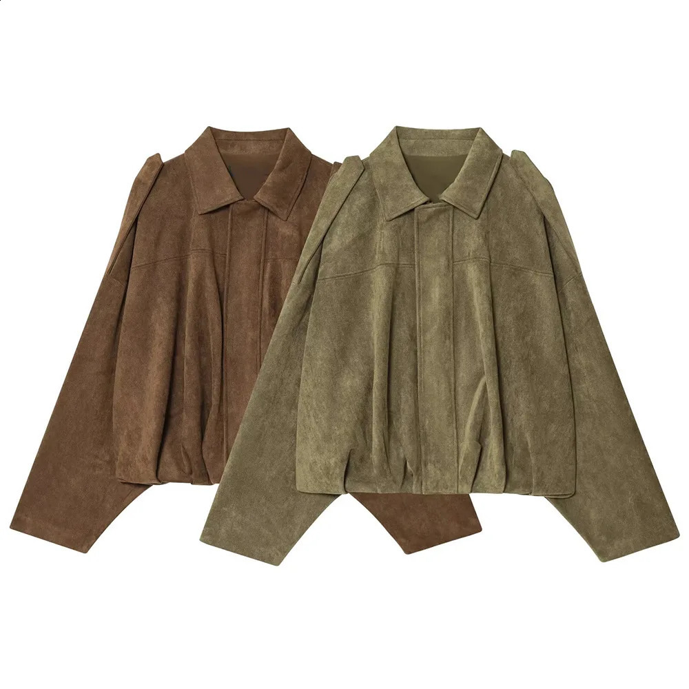Crossborder autumn and winter products European and American retro style suede effect bomber jacket 250827