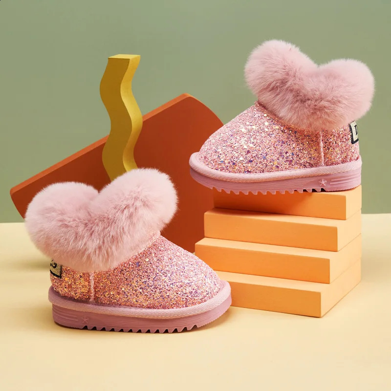 Winter Kids Fashion snow boots thick Child Genuine Leather warm plush soft bottom baby girls boots winter ski boot for baby250828