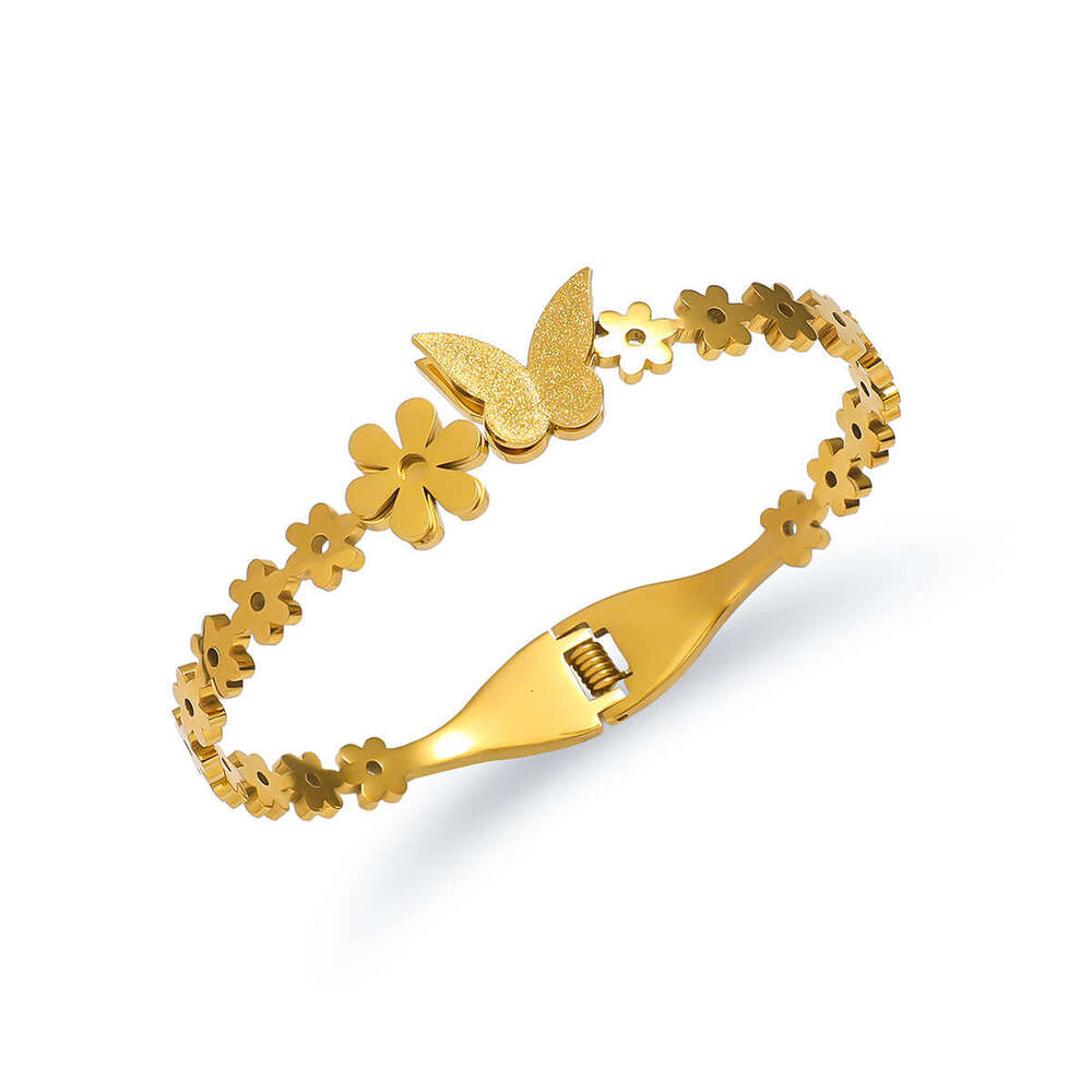 New Designer Bracelet for Women Luxury Jewelry Gold Bracelet Ins Niche Design Double Butterfly Matte Simple Gold-Plated Titanium Steel Bracelet Wome