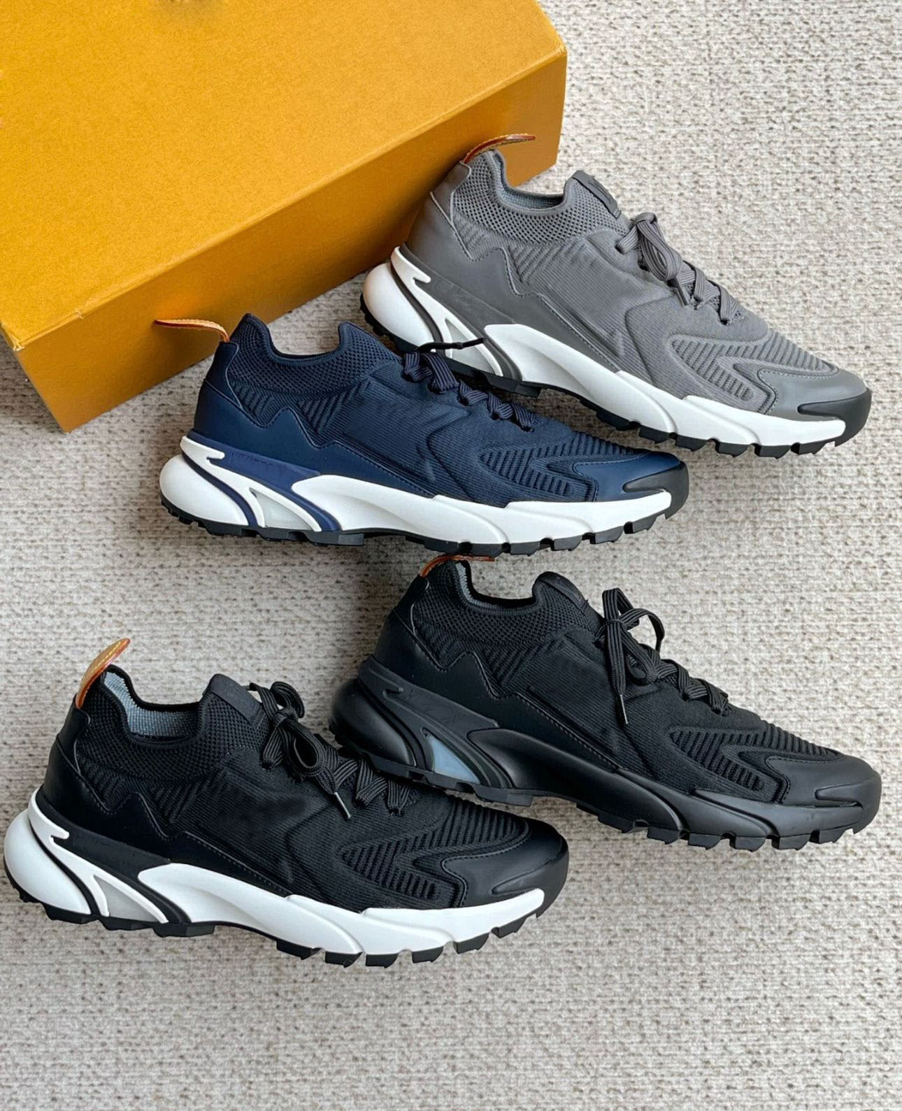 Luxury Brand Men Runner Tatic Sneaker Shoes Technical Knit Calf Leather Trainers Slip-on Fit Mesh Breathable Runner Sports Disciunt Footwear EU38-46