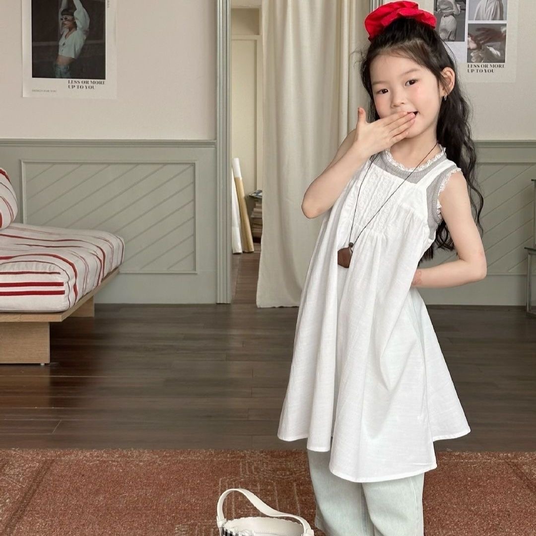 D265 summer new style children&#039;s clothing Korean style children&#039;s clothing girls lace suspenders cotton skirt children&#039;s summer sk-image-1072957049