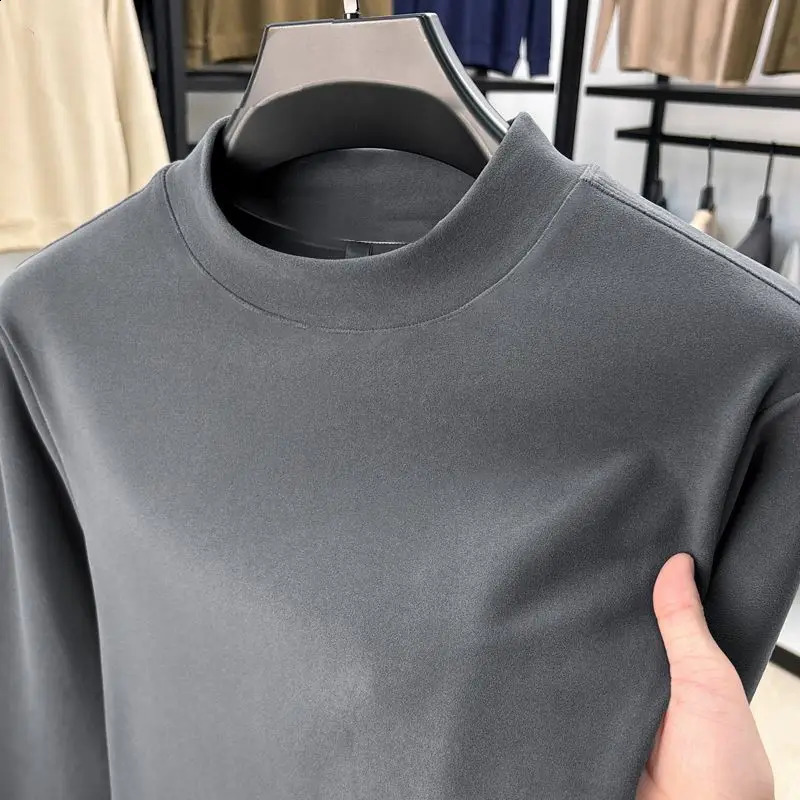 Autumn Winter Thickened WarmFleeceLined Mens Neck Warm Long Sleeve Base Layer Top Autumn Fashion Thermal Underwear 250827BJ