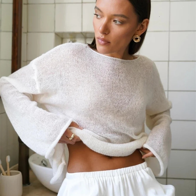 Bornladies Elegant Sweater Women Summer Autumn Casual Fashion Loose Pullovers Chic Pink White Jumper Sueter Mujer 250827