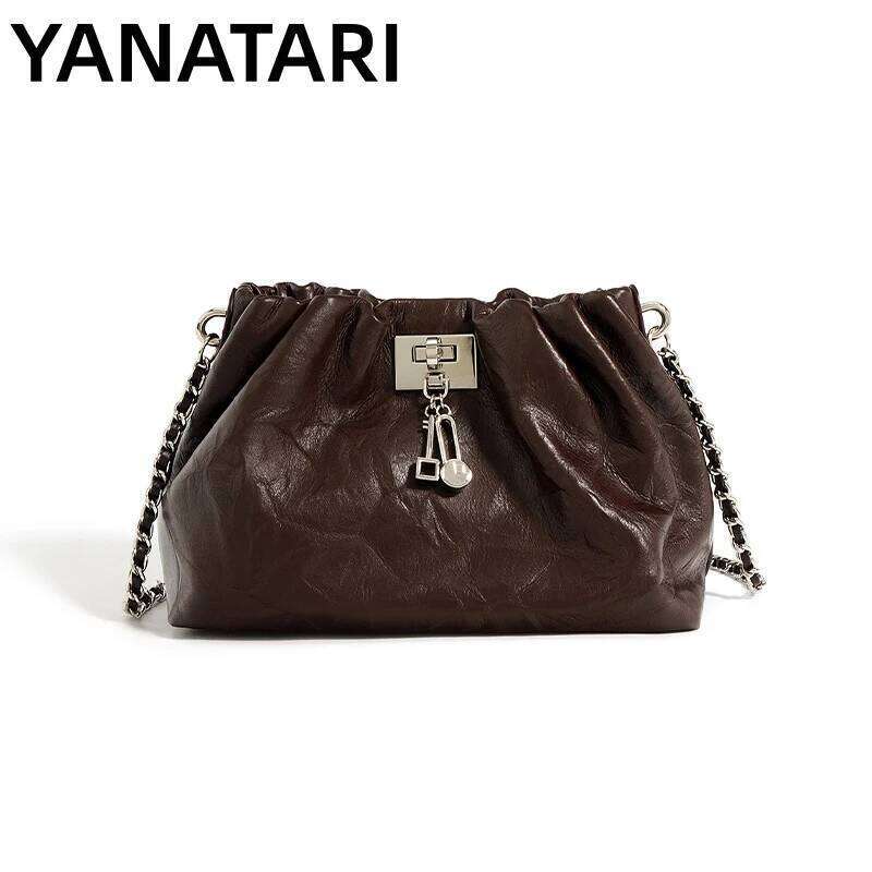 Cloud Chain Handbag Genuine Tote Women Vintage Brand Soft Cowhide Leather Small Shoulder Bag Fashion 2023 250806