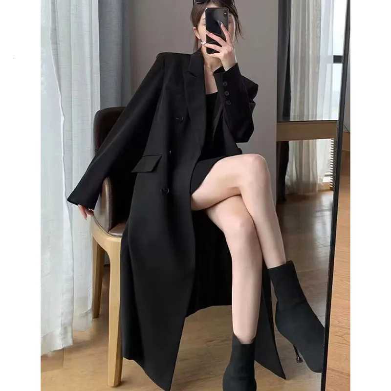 2025 Female Doublebreasted Windbreaker Coat Autumn Ladies Fashion Trench Jacket Korean Women Long Blazer Lined Suits Outerwear Z250828
