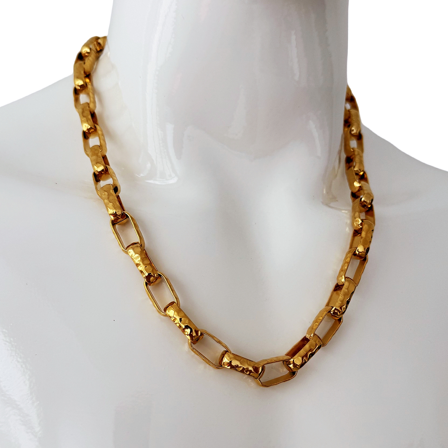 24"MEN's Stainless Steel 8mm Box Bike Necklace Hip Hop Cuban Link Chain 18K Real Gold Plated Motorcycle Bike Chain