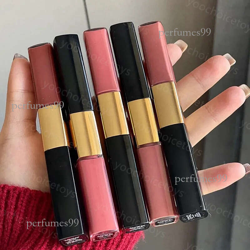 maquillage makeup make up Brand high-quality lipstick 4.5ml+3.5ml Le rouge two person set ultra-fine 9-color kup lip gloss free shipping 4.5ml+3.-image-1111414091