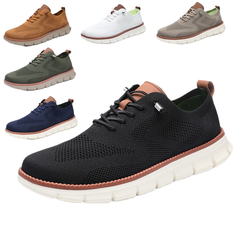 BIg size Men's shoes summer breathable 2025 new fly woven mesh breathable casual shoes soft soled sports shoes British style men Z 8.8-2