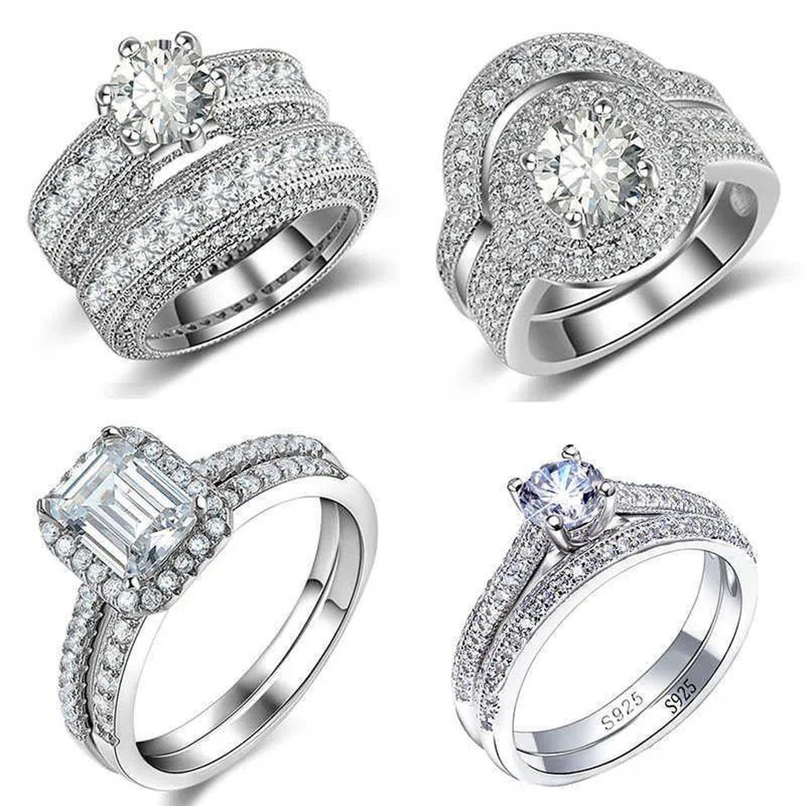 designer ring 925 sterling silver jewelry wedding ring Classic silver plated big diamond rings for woman luxury moissanite ring emerald cut woman ri