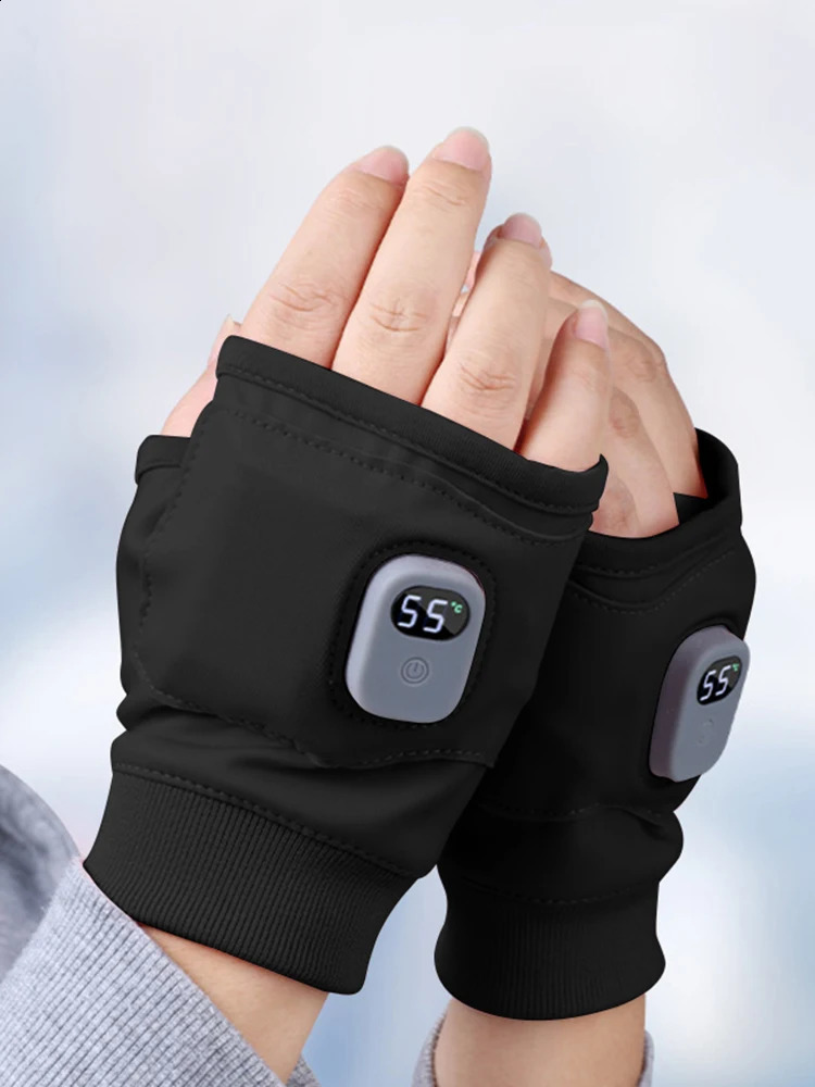 Touchscreen Heating Gloves Rechargeable Winter Warm USB Electric Heated Gloves Fingerless Hand Warmer Thermal for Skiing Gloves 250819