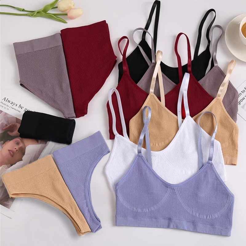 Women Bra Set Panties Sexy Push Up Bralette Female Fitness Seamless Underwear Sports Lingerie Brassiere Set Tank Crop Tops SXL 250827