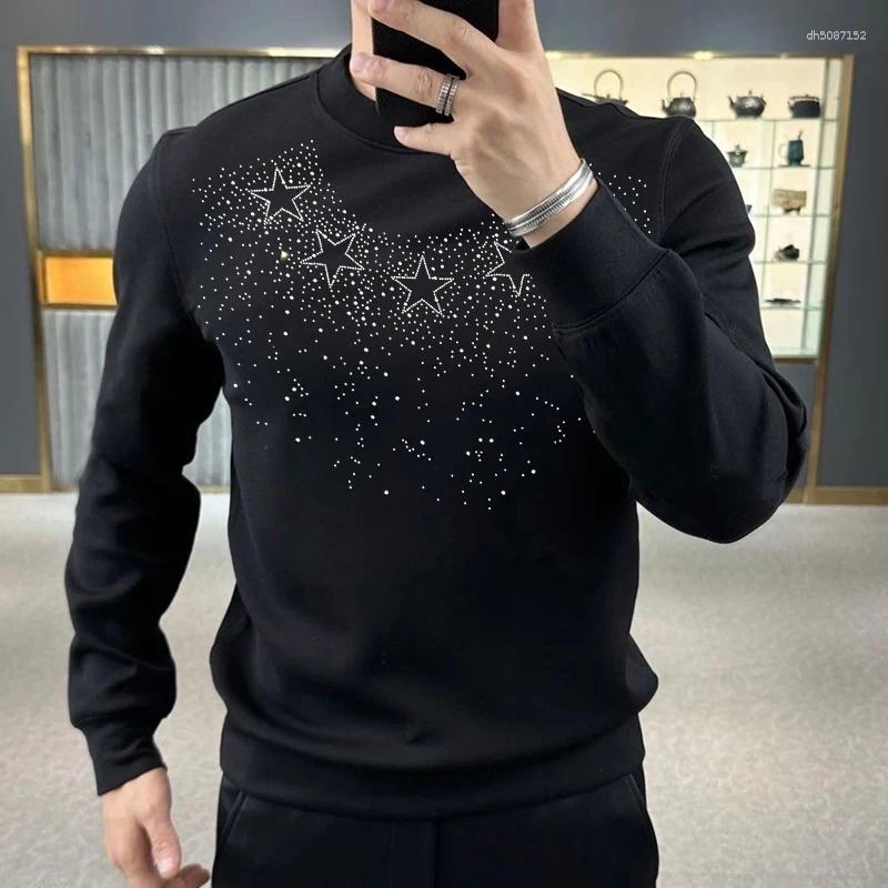 Men's Hoodies Winter Fashion Brand Hoodie Homme Personalized Trend Drilling Gypsophila Head Heavy Industry Men