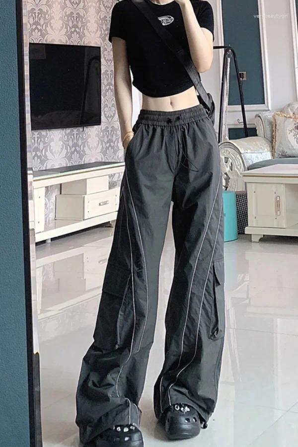 Women's Pants Autumn Thick Stripe Quick-Dry Sports Women American Vintage Loose High Street Cargo