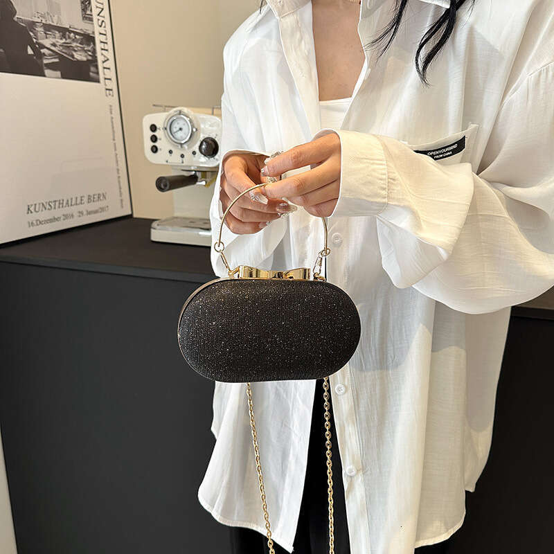 Cross-Border High-End Women's Foreign Trade Sequin Evening Niche Design New Chinese Style Iron Mouth Single Shoulder Crossbody Bag
