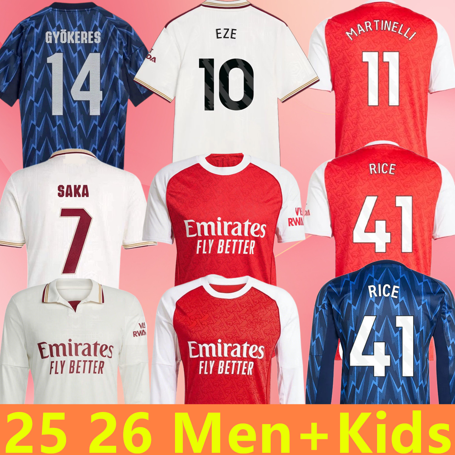 25 26 SAKA ARsen soccer jerseys SMITH ROWE G.JESUS SALIBA Fans Player version ODEGAARD MARTINELLI 2025 2026 NKETIAH football kits shirt Men Kids-image-921643005
