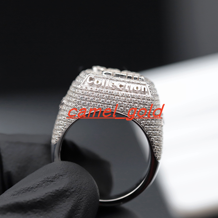 Custom Luxury Hip Hop Ring 925 Sterling Silver Ice Out Lab Diamond Ring for Gift Moissanite Ring Hip Hop Jewelry