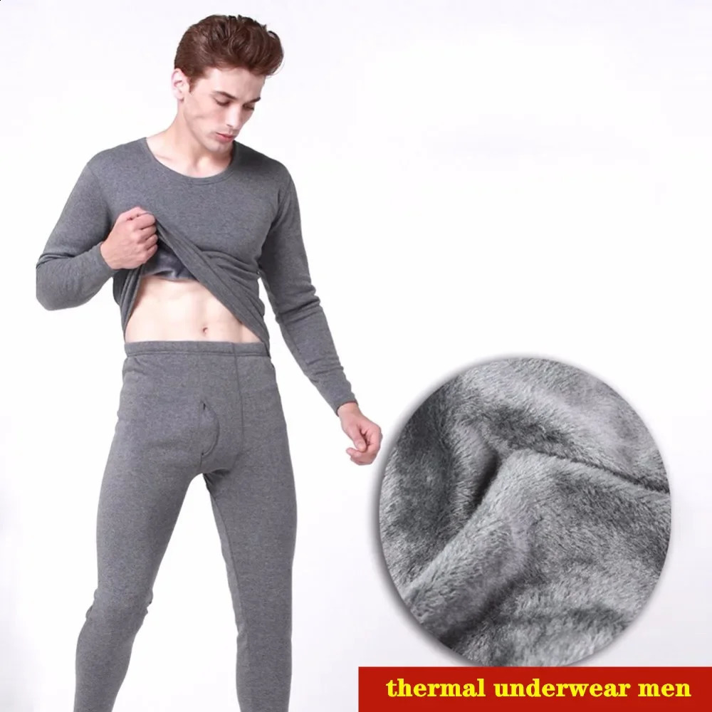 Winter Thermal Underwear Long Johns Mens Keep Warm TopsPants Twopiece Set Thick Clothes Comfortable Thermo Underwear Sets 250827