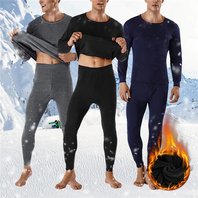 Winter Men Thermal Underwear Sets Thermal Long Pants Legging Homme Sexy Plus Velvet Pajamas Set Casual Thickened Men Underwear 250827
