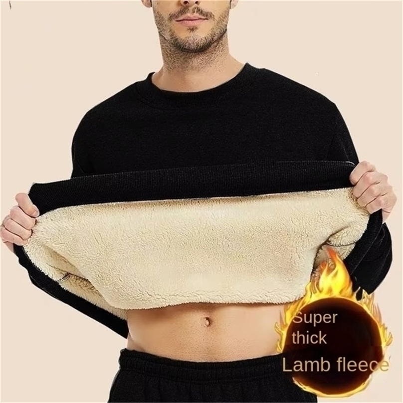 Mens Winter Warm Fleece Lined T Shirt Thick Crew Neck Solid Basic Pullover Sweatshirt Thermal Comf Underwear Tops Clothing250827wwww1