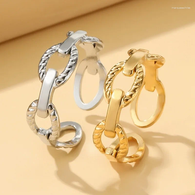 Cluster Rings 20pcs/lot Vintage Stainless Steel Gold Silver Color Geometric Open Adjustable Ring For Women Men Fashion Jewelry Gift