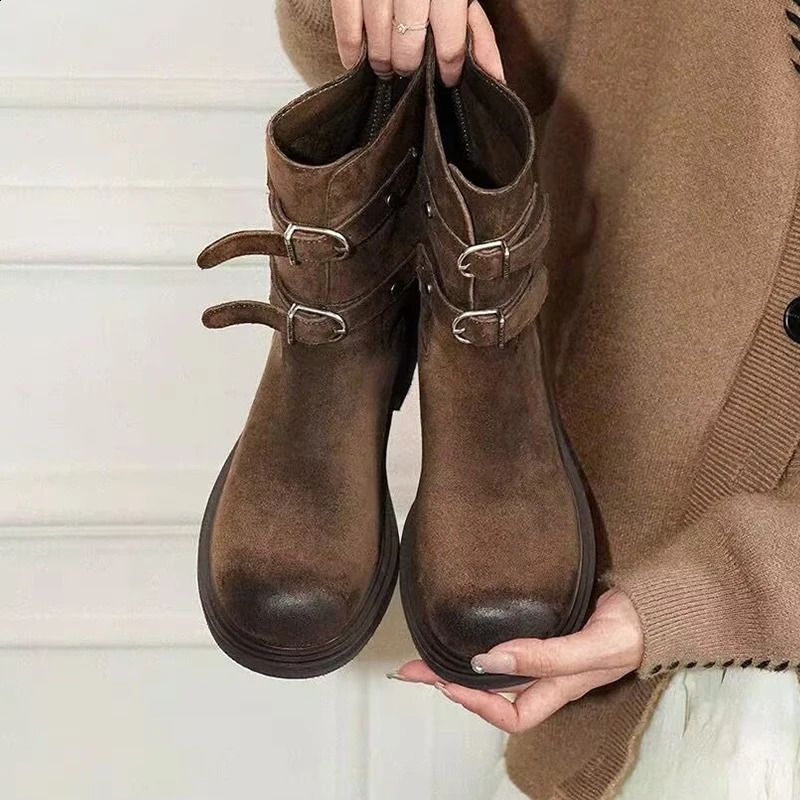 Flats Womens Ankle Boots Suede Shoes Winter Fashion Trend Chelsea Boots Walking Goth Short Mujer De Botas 250821