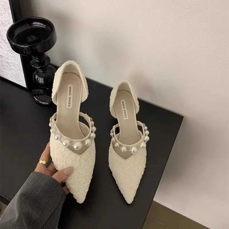 Stiletto With Medium Heels Ladies Pumps Pearl Pointed Toe Womens Shoes 2025 Trend Popular Korean Style 39 Chic and Elegant Shoe W250828
