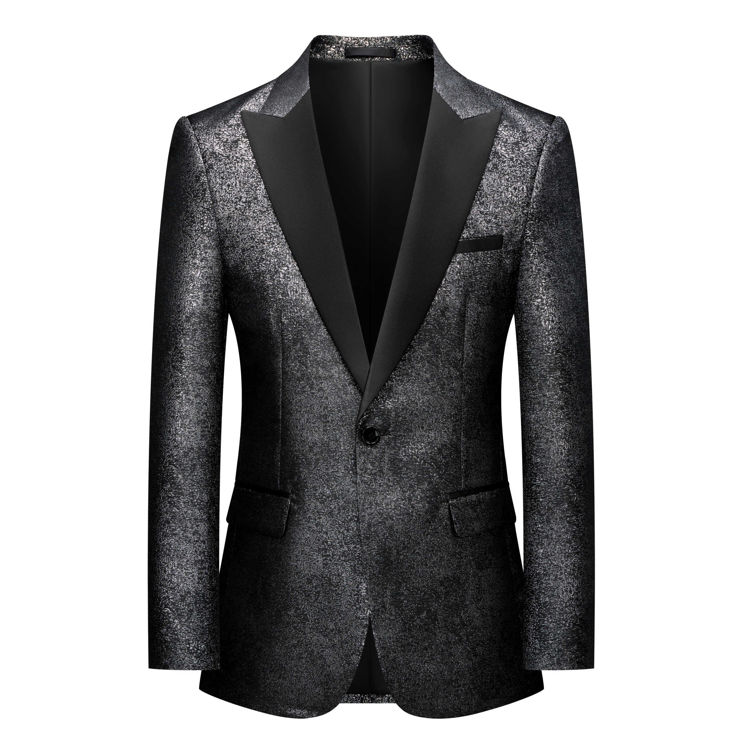 Men's Suit Jacquard Fabric One Piece Jacket Blazer One Button Peaked Lapel Business Formal Work Wear Wedding Groom Costume Homme