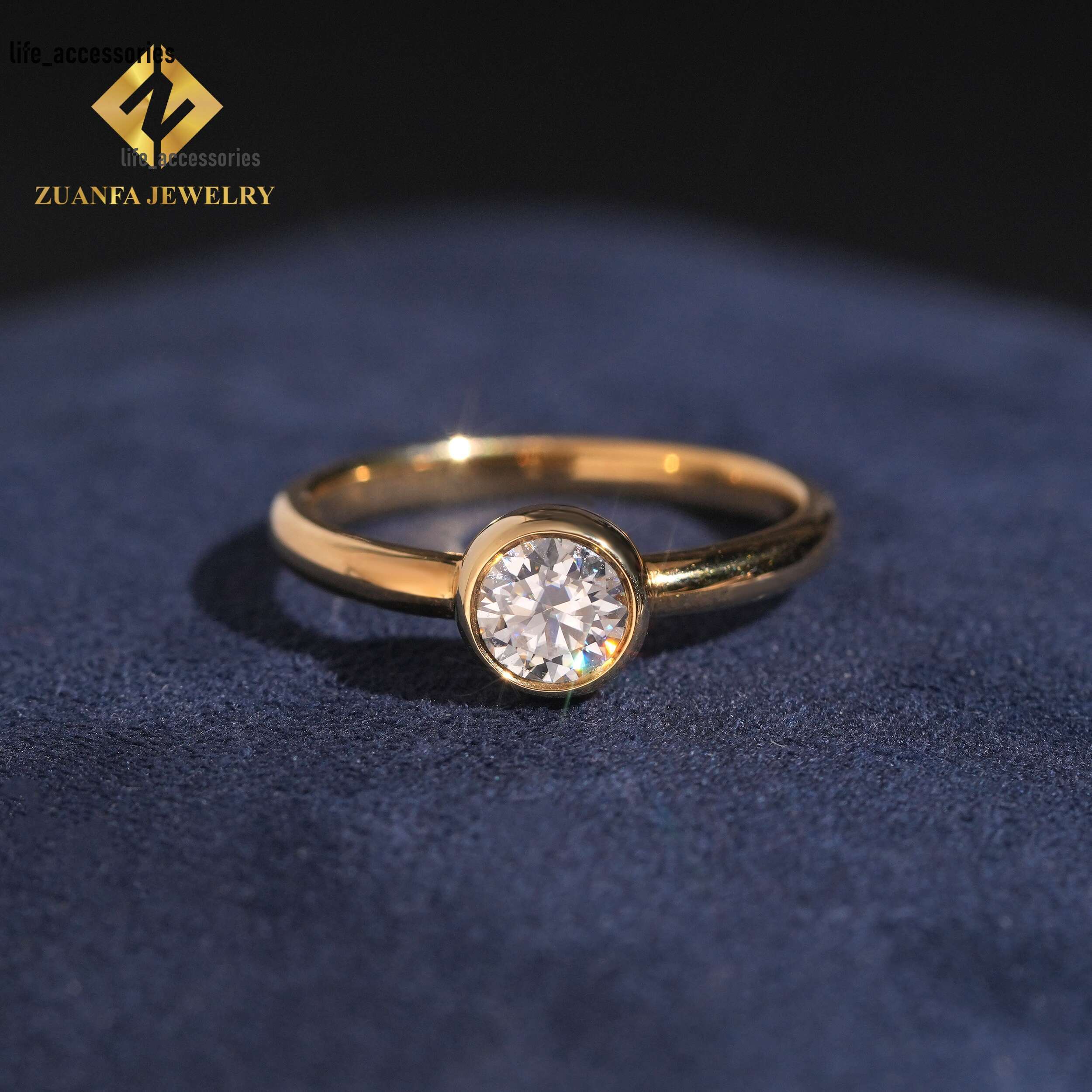 High Quality Custom Jewelry Factory Supplier Round Brilliant Cut Luxury 0.5ct 18k Gold Lab Vvs Diamond Ring Gold Women