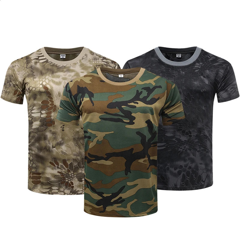 Men Casual Tactical T Shirts Short Sleeve Camouflage TShirt Quick Dry Outdoor Gym Top Tees Cargo T Shirt Male Clothing250828