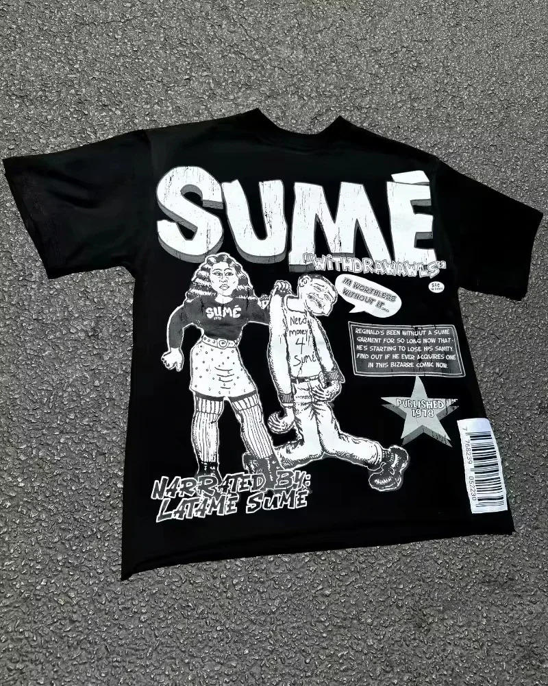 Male Anime Letter Print Tshirt Retro Street Fashion Y2 Gothic Harajuku Hip Hop Casual Fashion for Couples Oversized Shirt 250828