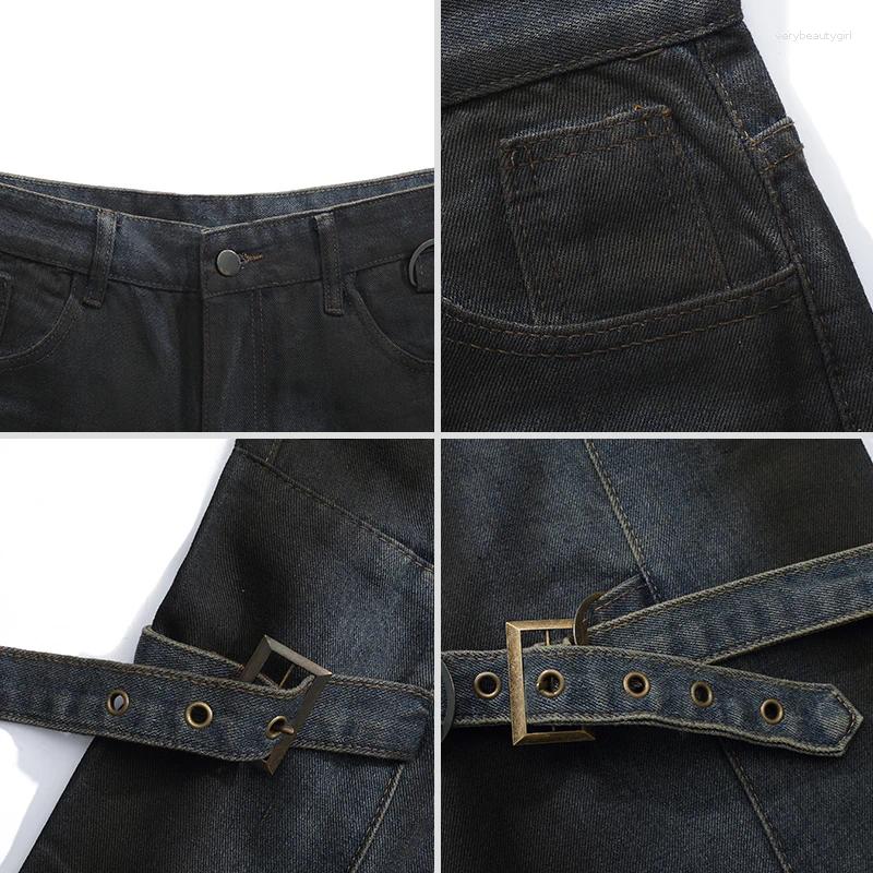 Men's Jeans Retro American Sle Bell Bot Denim With Metal Bule Women's Loose Straight Leg Long Trousers Casual Wear