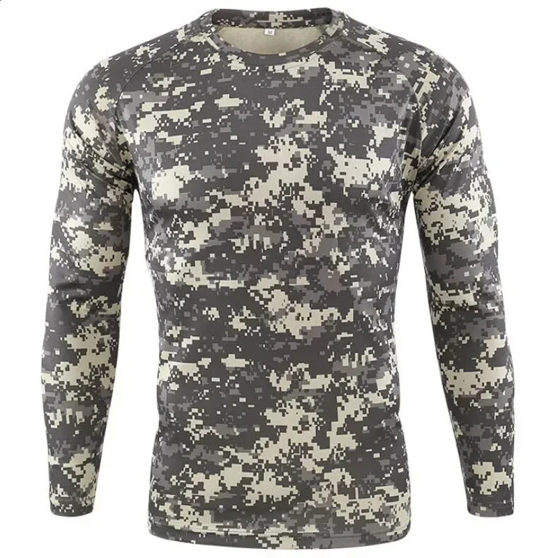 Mens Outdoor Camouflage Warrior Hunting Sports Long Sleeve Fashion Loose Quick Drying Round Neck Tshirt Top Military Tactics250828