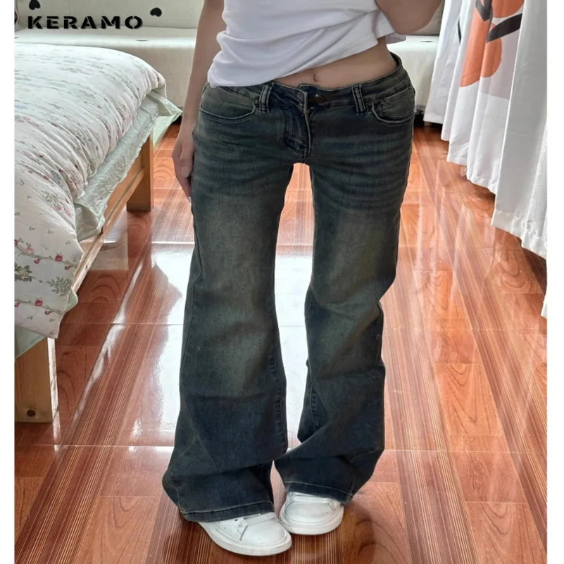 Womens Y2K Baggy 2000s Sexy Denim Trouser Washed Vintage Casual sweet Emo Pants Grunge Street Trashy Retro High Waist Jeans 250828