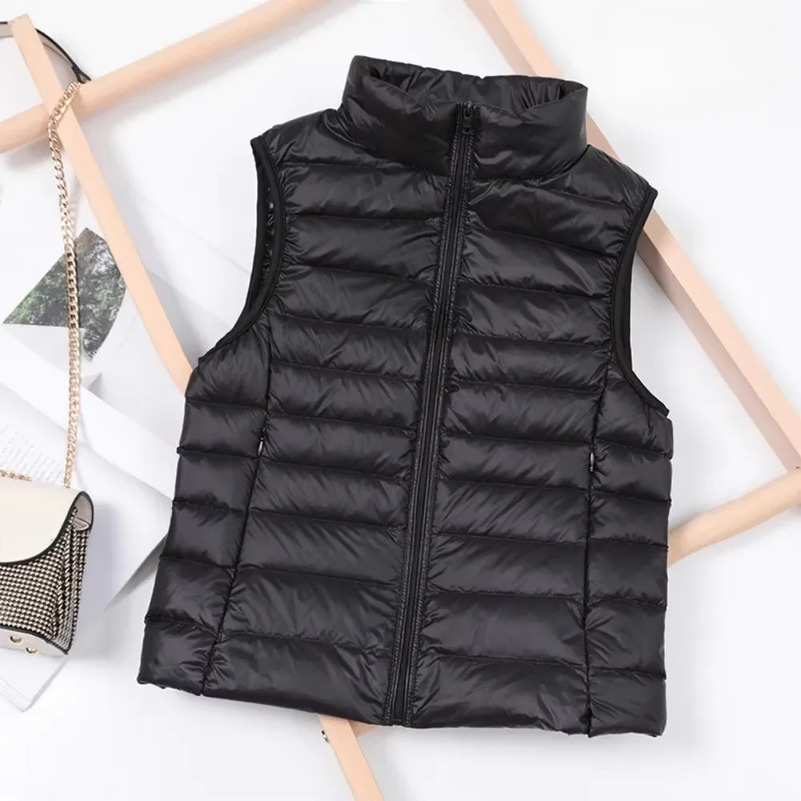 White Duck Down Jacket Women Vest Autumn Winter Sleeveless Waistcoat Warm Lightweight Puffer Jacket Female Tops Outwear 250828