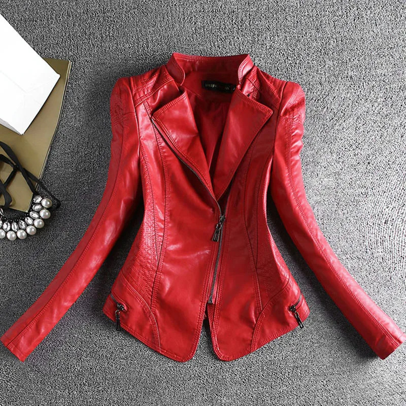 Spring And Autumn Women Leather Jacket Coats Slim Ladies Clothing 250828