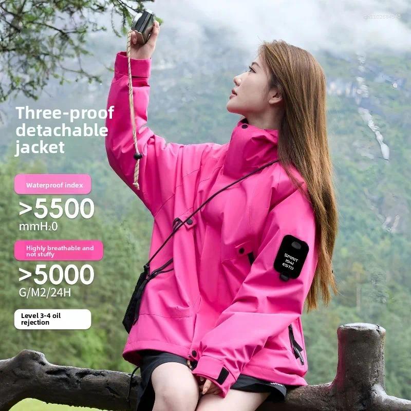 Women's Jackets Women Men 3-in-1 Waterproof Windproof Jacket Spring Autumn Hiking Coat Outdoor Couple's Trekking Raincoat