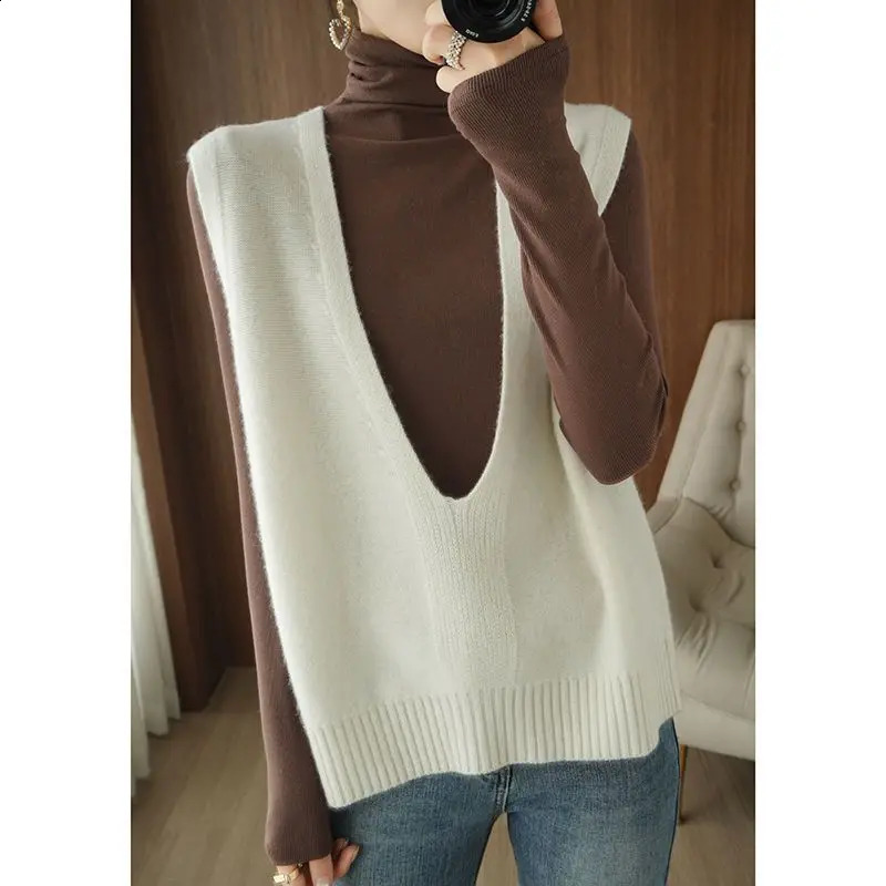 Women Clothing Spring Autumn Sleeveless Allmatch Knitted Vest V Neck Solid Simplicity Korean Pullovers Top Casual Fashion 250828