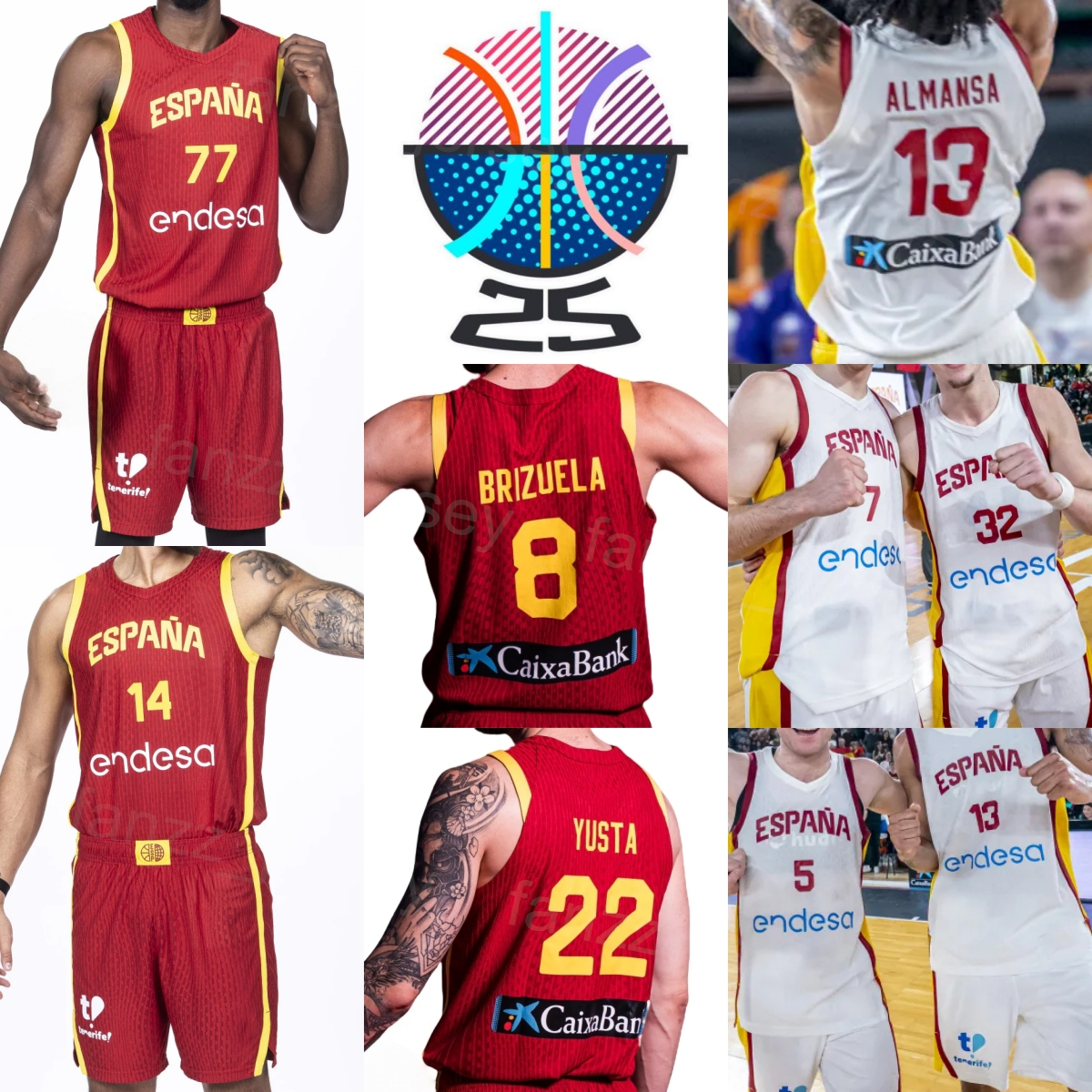 Print Spain EuroBasket Basketball Jerseys 2025 2026 Kid Man Lady 14 Willy Geuer 23 Sergio Llull 9 Alberto Diaz 13 Marc Gasol 21 Alex Abrines 4 Pa-image-914997217