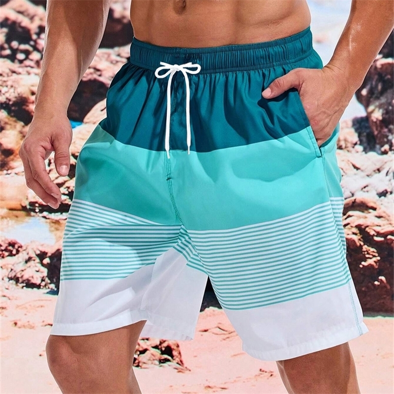 Sea Beach Casual Classic Stripe Shorts For Men Loose Breathable Quick Dry Sport Board Short Summer Fashion Pant y250828