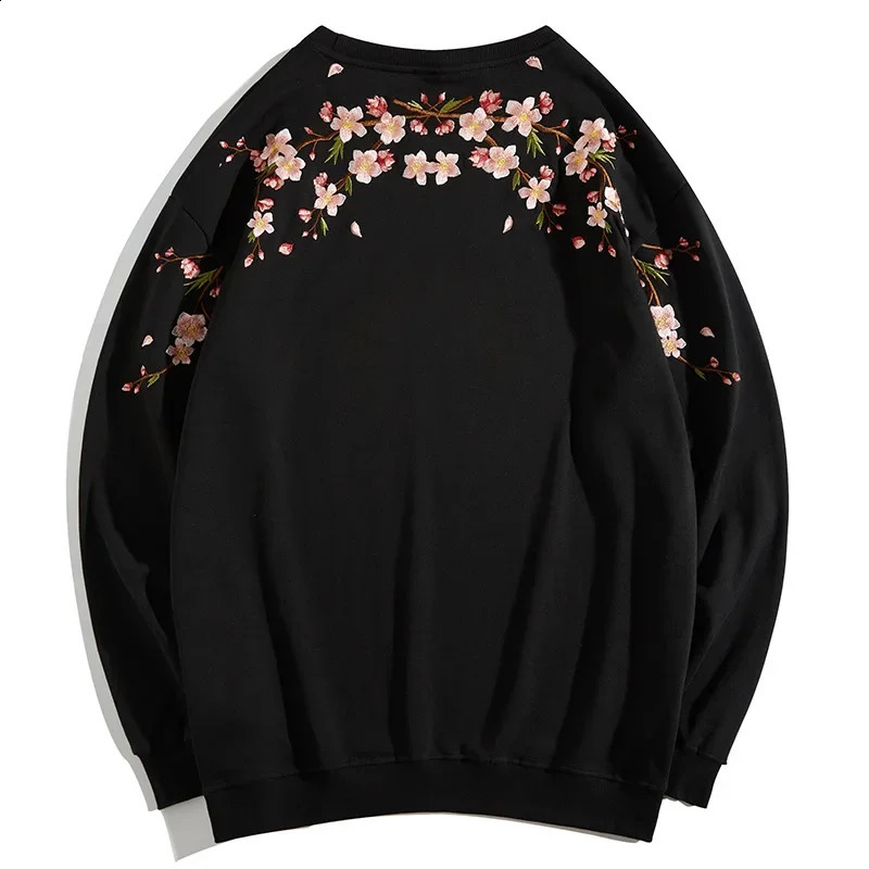 Floral Embroidery Unisex Pullovers Sweatshirt For Men Loose Fit Autumn Quality Cotton Fashion Casual Oversized Pull Homme 250828