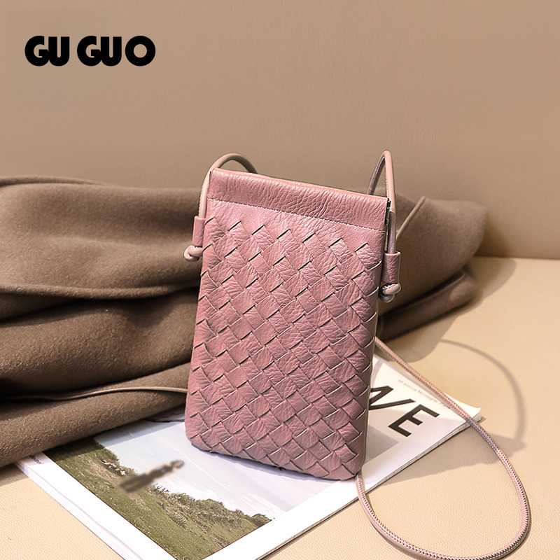 Free Shipping New Designer Bag Vertical Phone Small Square Bag Fashion Handwoven Bag Cute Solid Color Shoulder Crossbody Bag