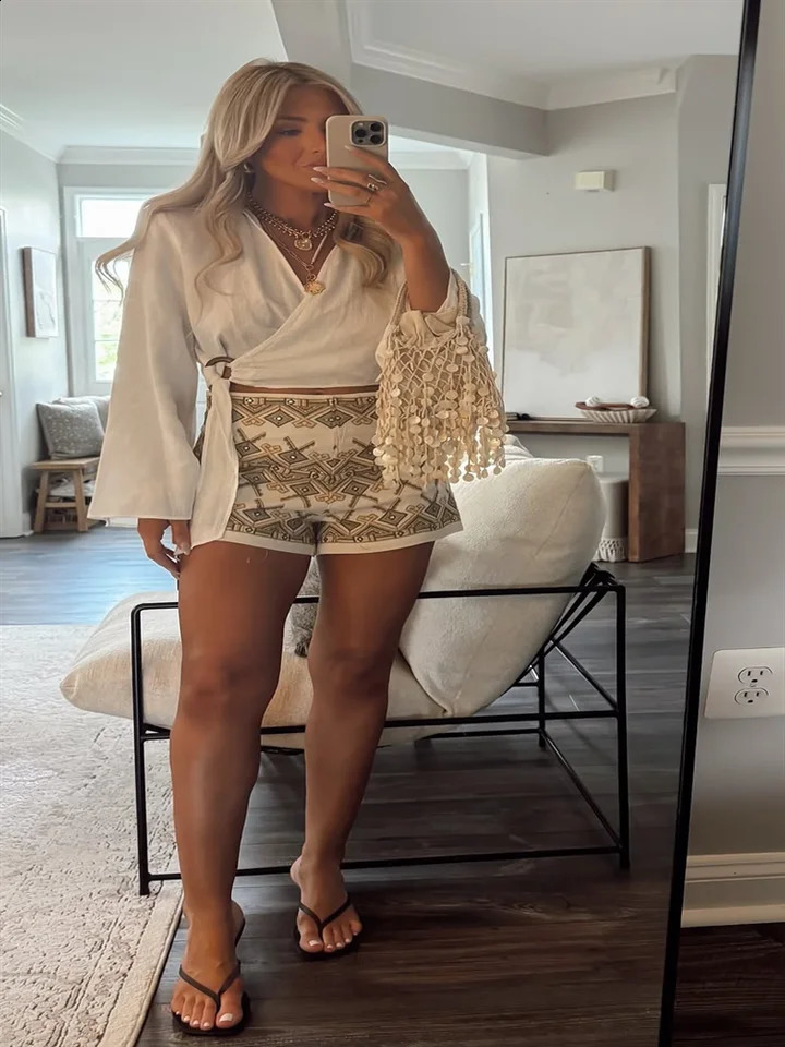 Chic Embroidery Womens Shorts Elegant High Street Patchwork Contrast Short Pants Lady Summer Fashion Lady Streetwears 250828