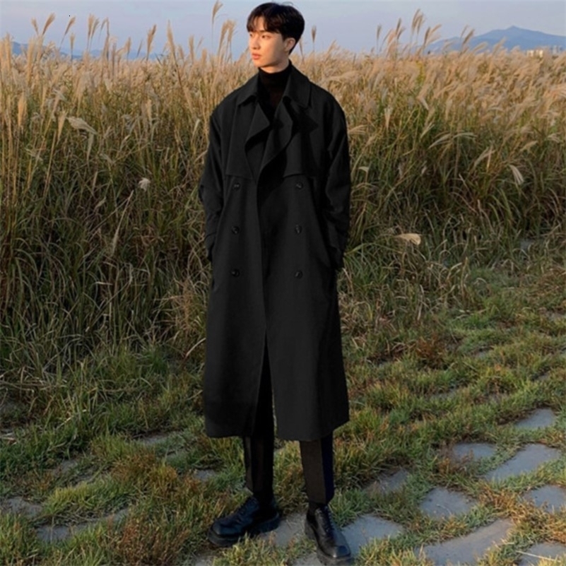Trench coat Man winter coat Trench Korean Mens Fashion Overcoat Male Long Windbreaker Streetwear Men Coat Outer Wear Clothing 250828