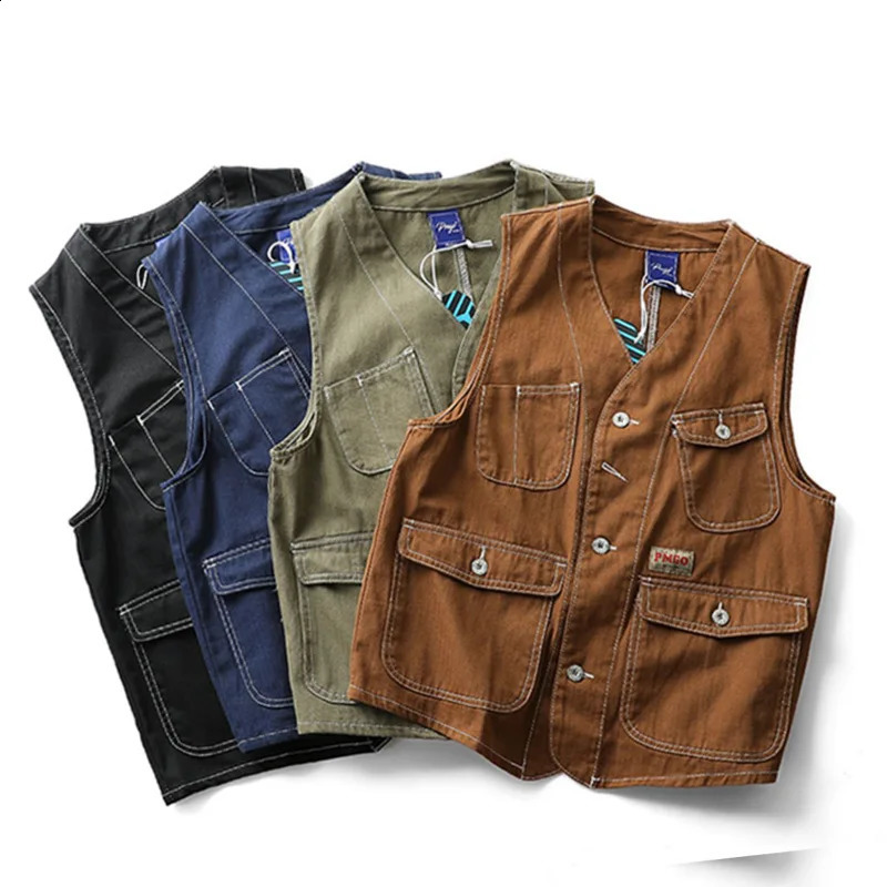 Japanese Streetwear Amikaji Retro Boyfriend Vest Mens Trend Fashion Casual Sleeveless Jacket Cargo Vest Women Waistcoat 250828