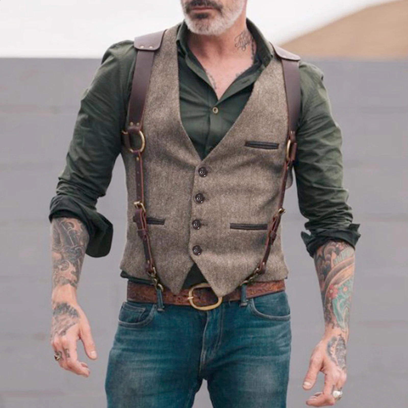 Mens Suit Vest Herringbone V Neck Business Formal Dress Waistcoat for Wedding Suit or Tuxedo 250828