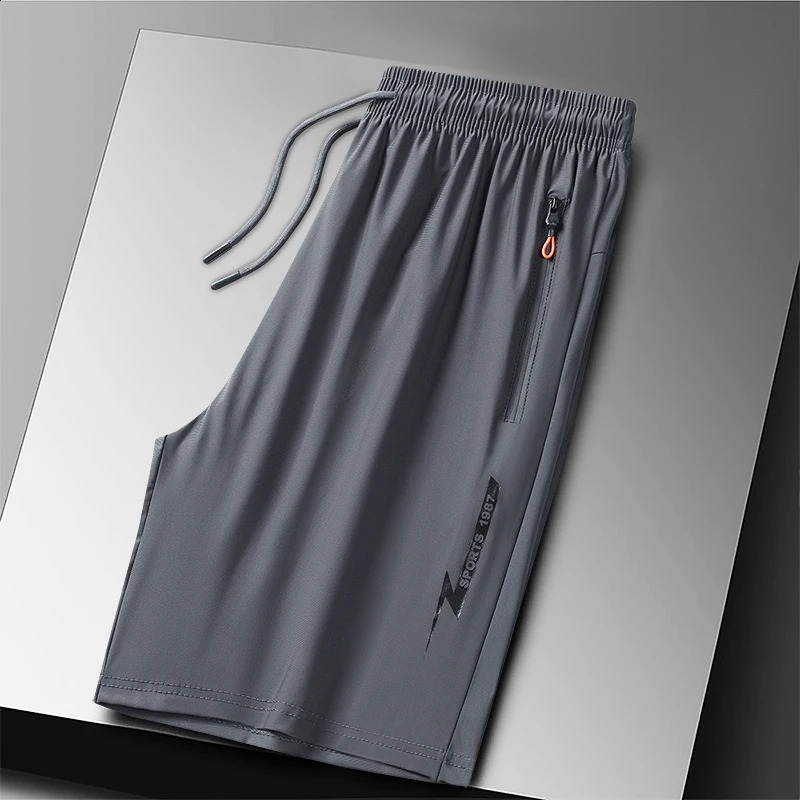 Plus Size Sport Shorts 8XL Track Running Breathable Ice Silk Man Quick Dry Outdoor Drawstring with Zipper Pocket 250828