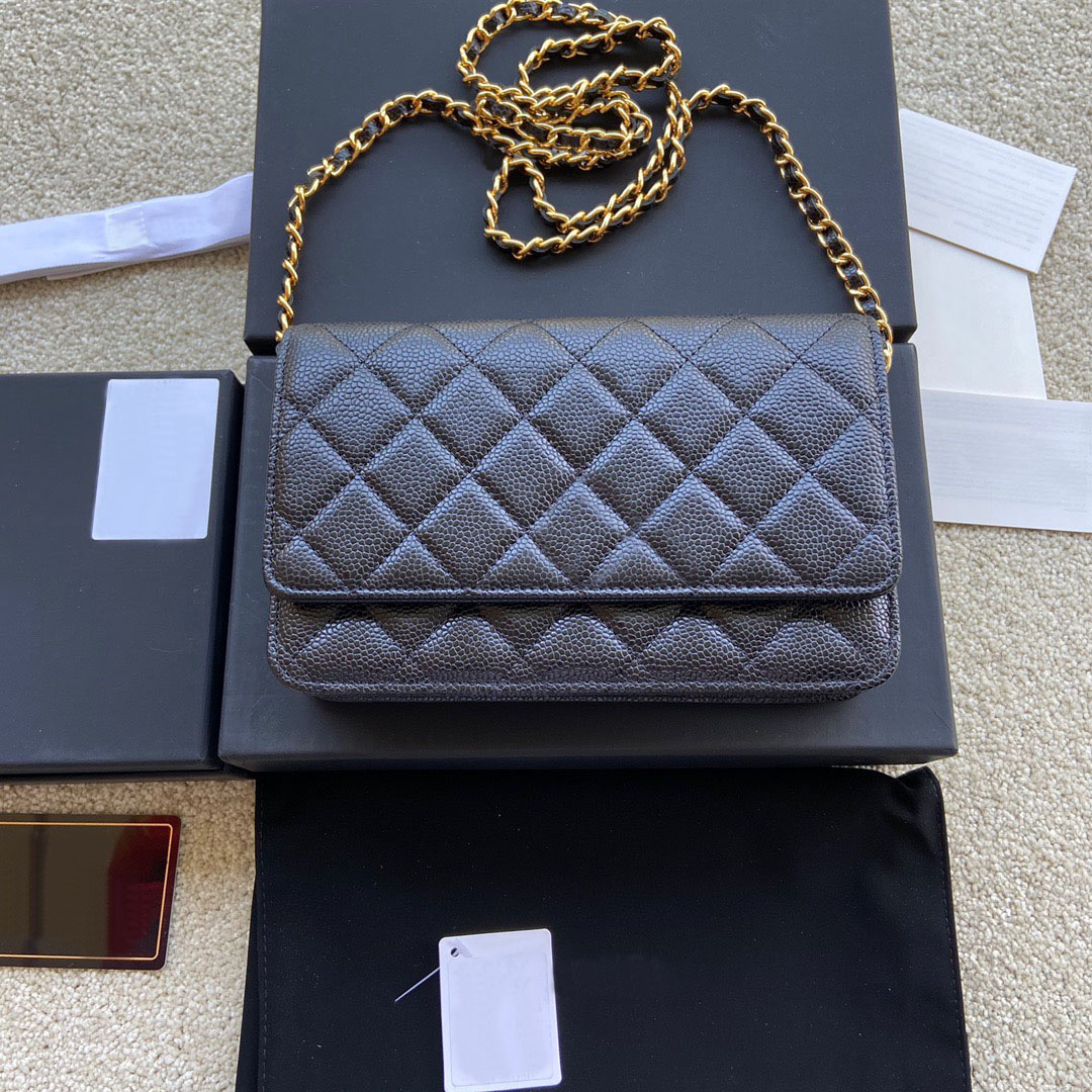 10A Designer Upgrades Chip Certification Magnetic Buckle Metal Zipper Handbag Mini Luxury Caviar Cowhide Sheepskin Women's Wallet Shoulder Bag